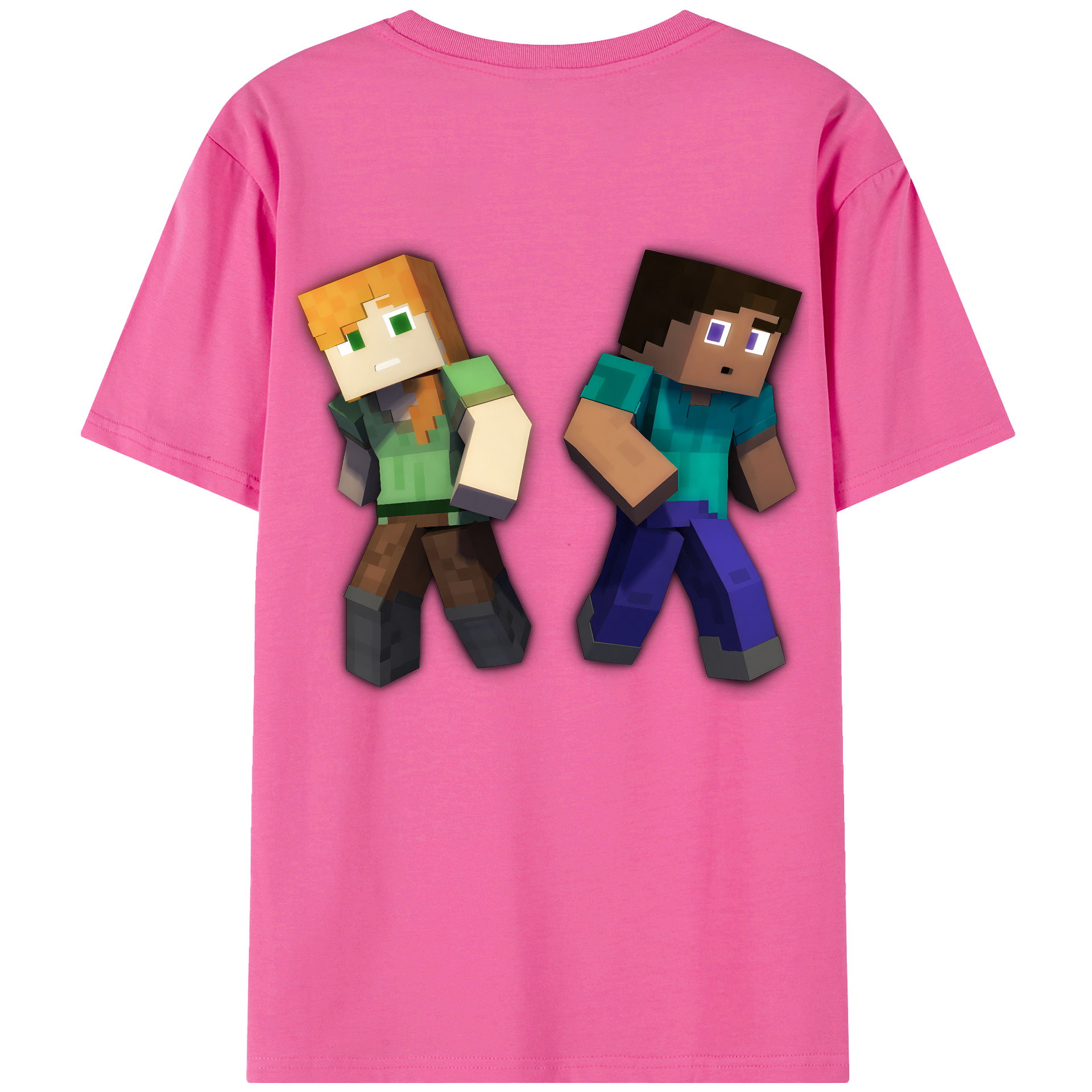 （画像用） マインクラフト ブロックの世界 Minecraft MC Block world レディース半袖Tシャツ(バックプリント)
